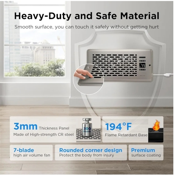 New Sanycasa Quiet Register Booster Fan Manhattan 4"X10" Satin Nickel NWT &  Box - Picture 10 of 13